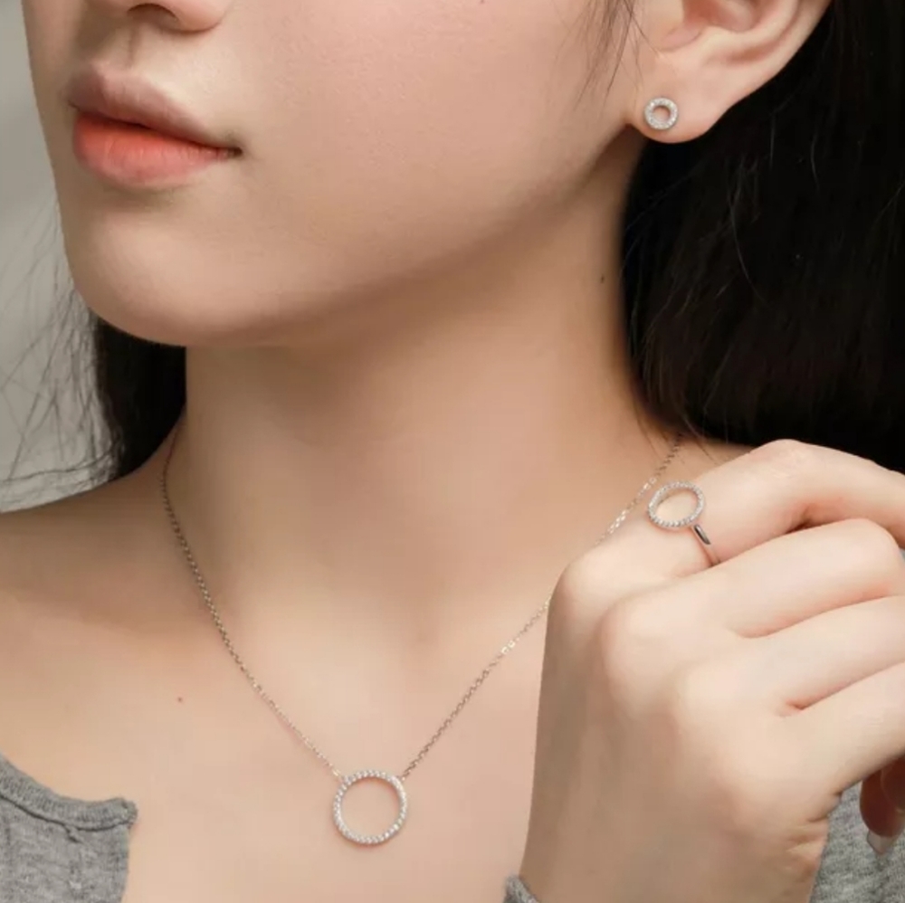 S925 5A zirconia gold-plated necklace
